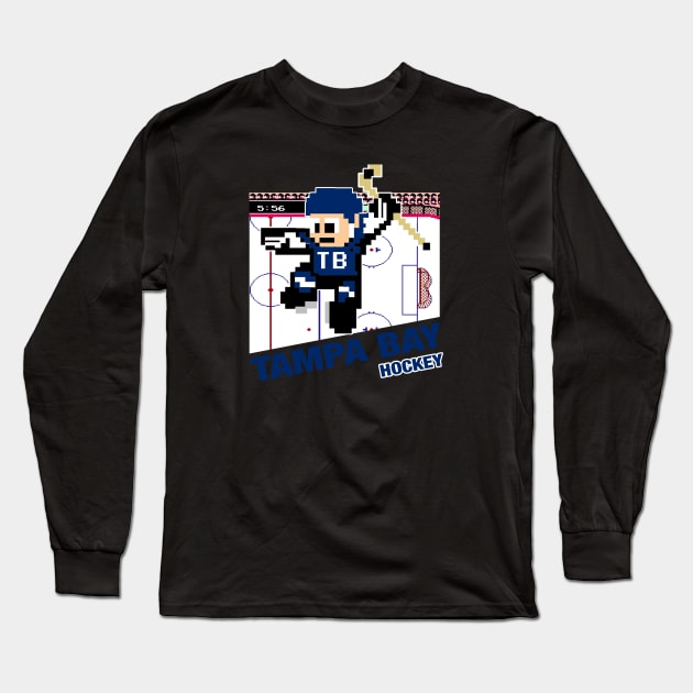 Tampa Bay Hockey 8 bit cartridge design Long Sleeve T-Shirt by MulletHappens